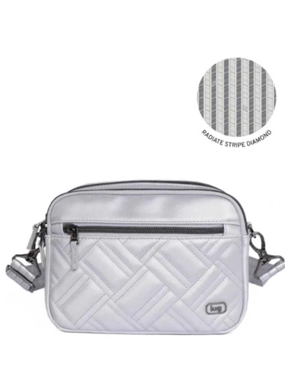 Lug Super Coupe 2 Convertible Crossbody Bag in Metallic Silver NEW